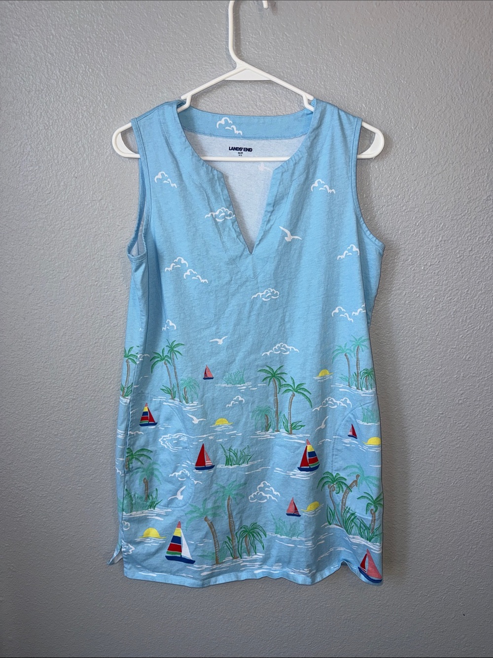 Lands' End Sky Blue Sleeveless Sailboat Dress